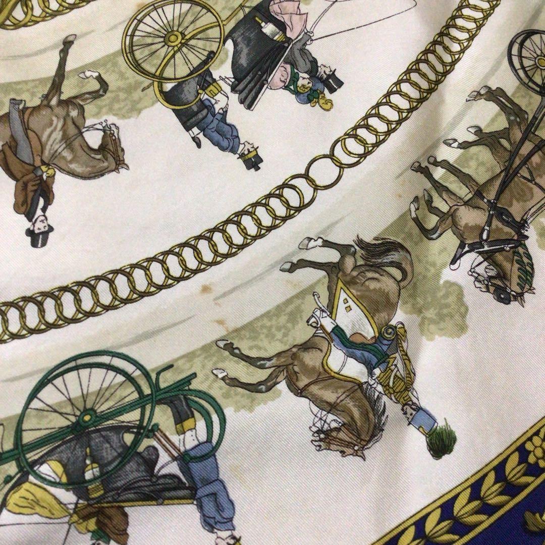 HERMES スカーフ　90カレ　ロンシャンへの散歩