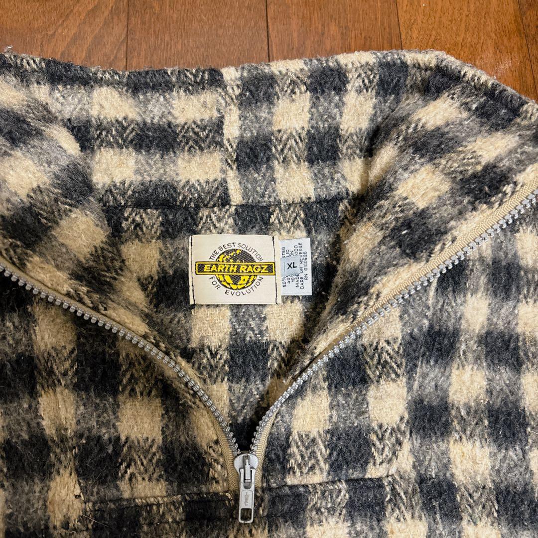 EARTH RAGZ チェック ジャケット ハーフジップ　XL アメカジ