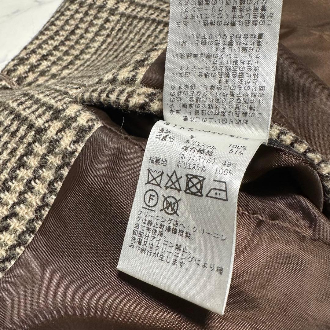 未使用級美品　ビームス　ハリスツイード　チェスターコート　ベージュ　チェック　L