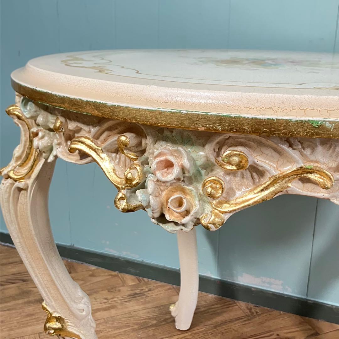 ロココ調　アンティーク　ローテーブル　ティーテーブル　猫足　洋風