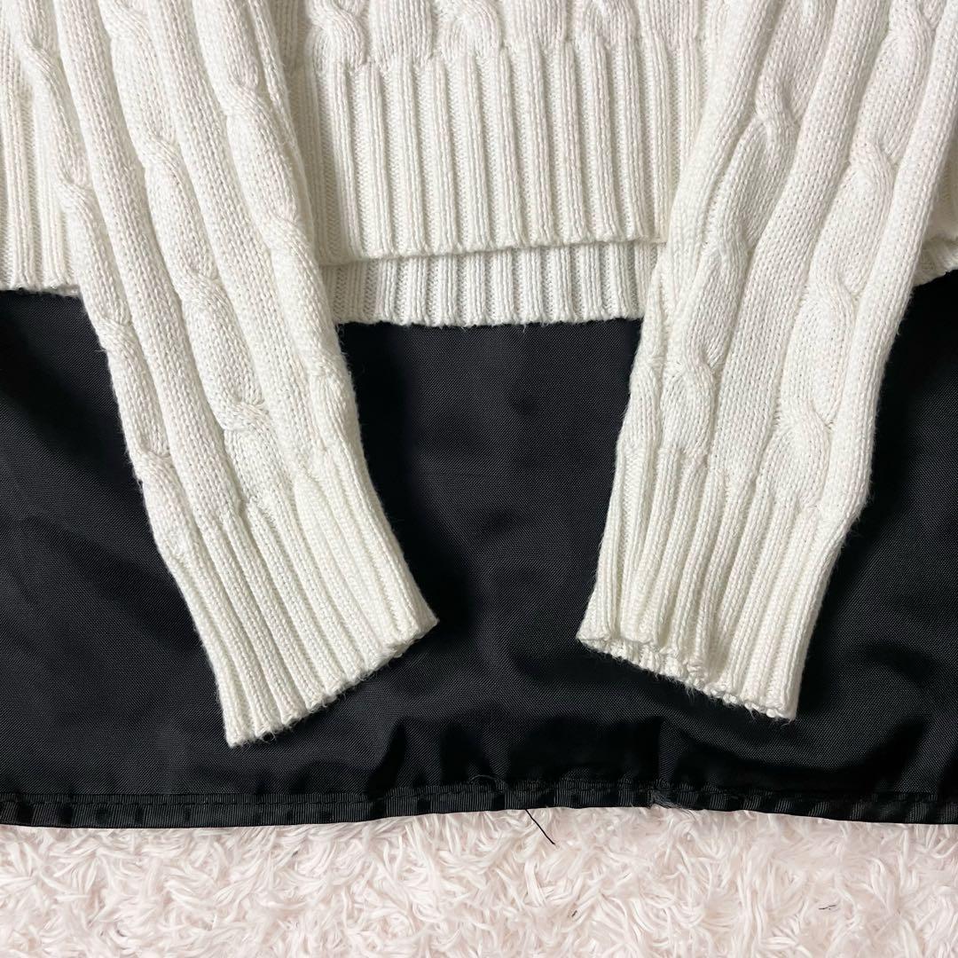 ラルフローレン ケーブルニット セーター ブランドロゴ 刺繍 白 ホワイト S