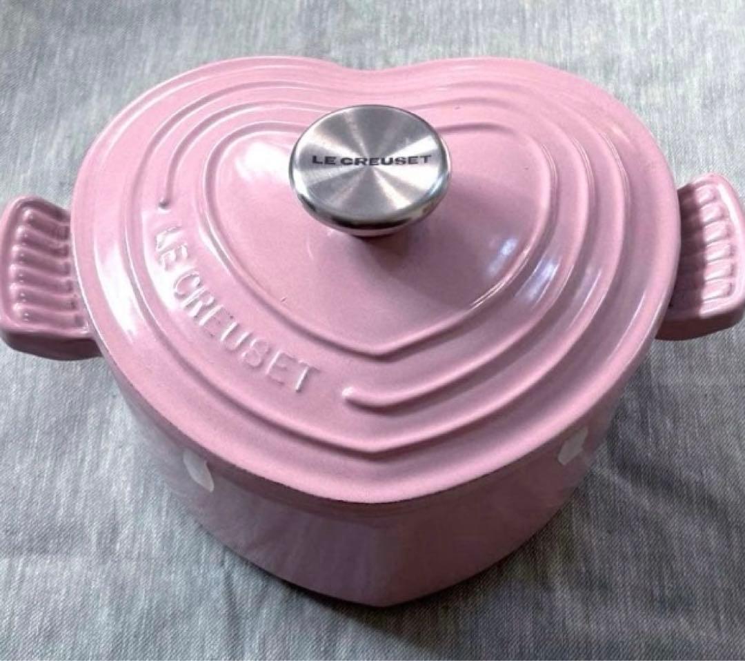 【未使用に近い】ル・クルーゼ　ココット　ダムール　ハート型鍋　両手鍋　ピンク