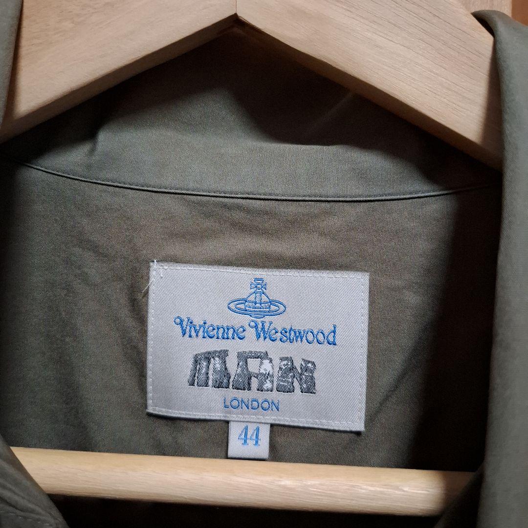 ヴィヴィアンウエストウッドマン　リボン　長袖シャツ　グリーン　44　フリルシャツ