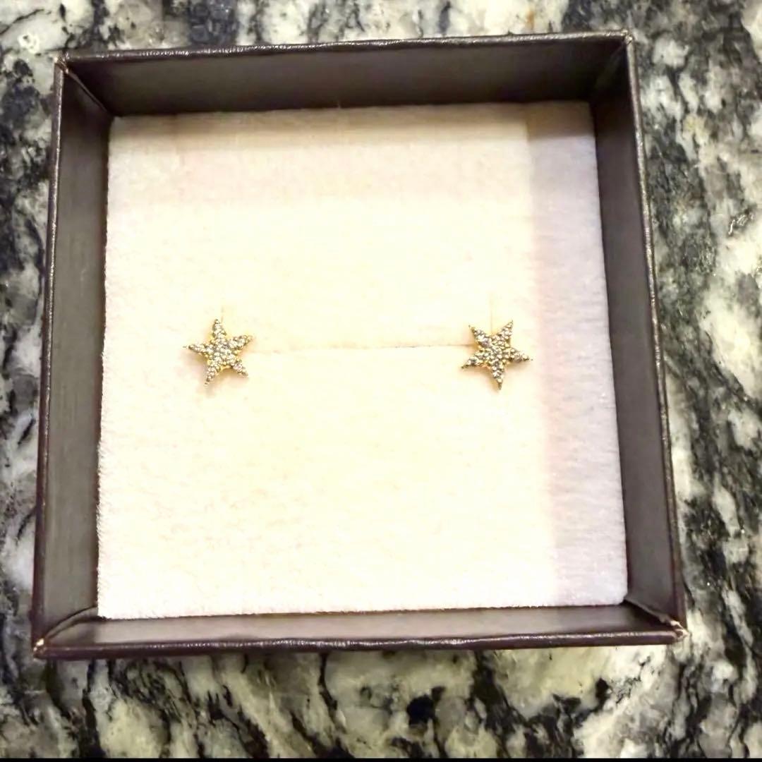 K18 ダイヤ　ピアス　YG パヴェ　0.12ct