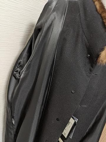 A948　未使用保管品　セーブル　カシミヤ100％　ロングコート　毛皮