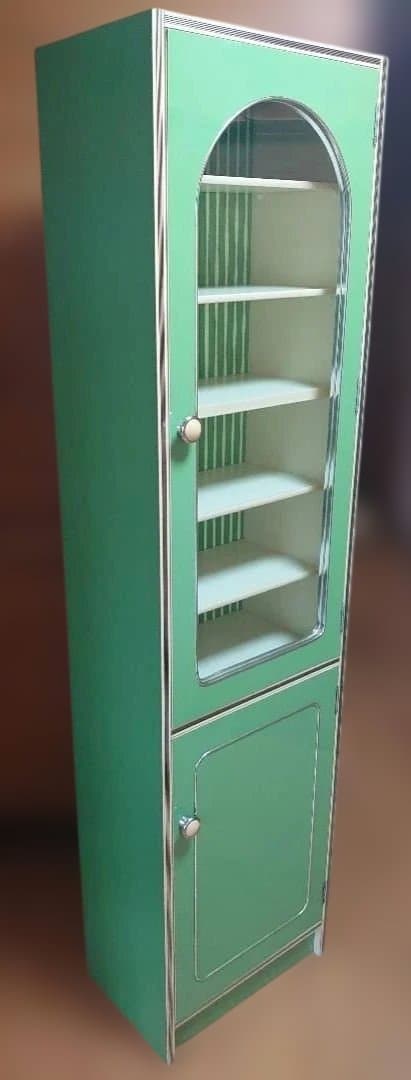 美品 レトロポップ 昭和レトロ 飾り棚 食器棚 花柄 アンティーク インテリア