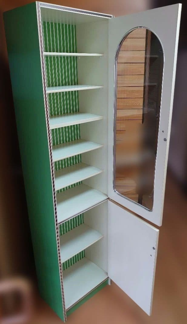 美品 レトロポップ 昭和レトロ 飾り棚 食器棚 花柄 アンティーク インテリア