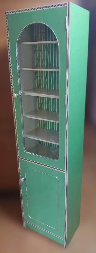 美品 レトロポップ 昭和レトロ 飾り棚 食器棚 花柄 アンティーク インテリア