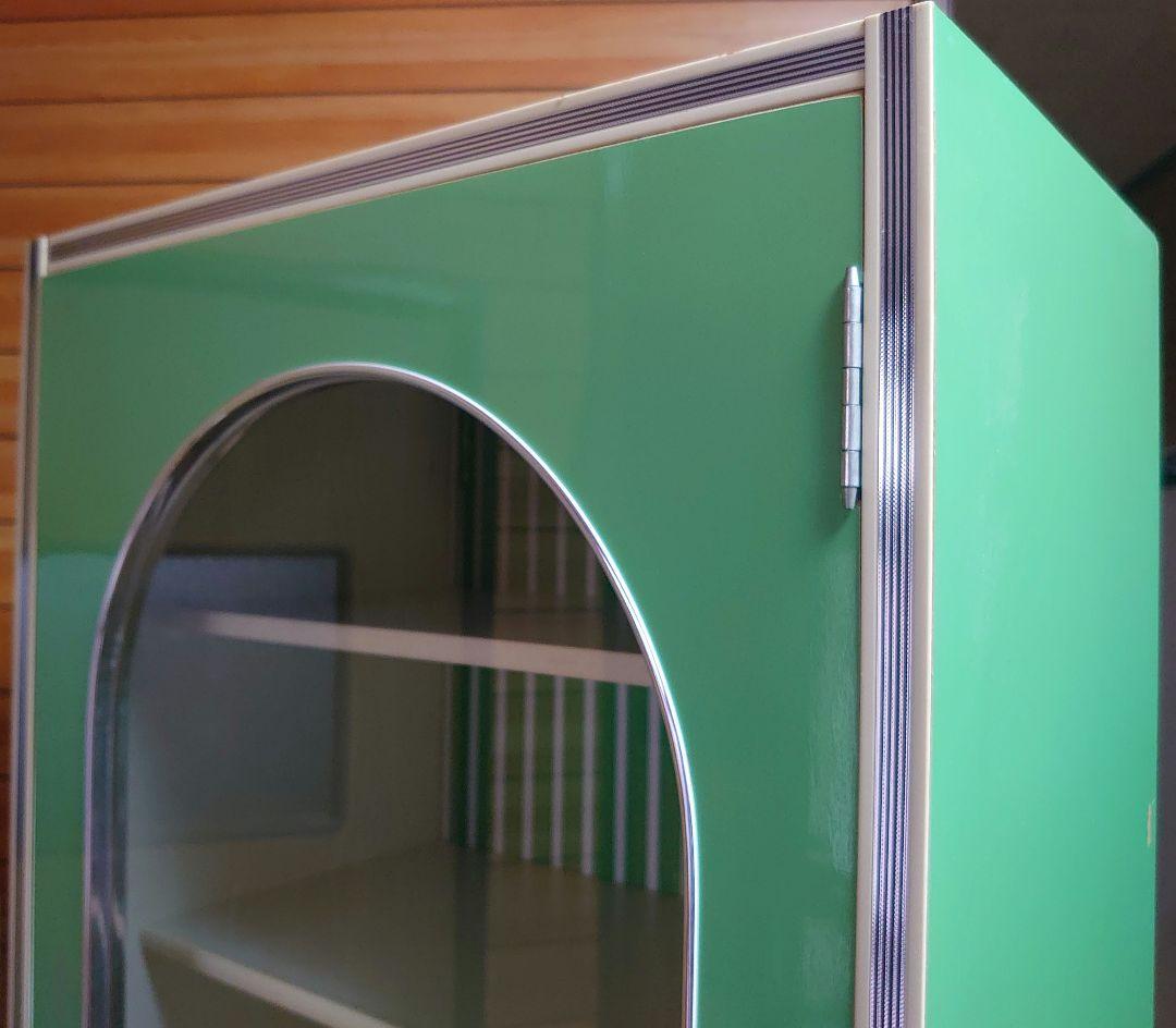 美品 レトロポップ 昭和レトロ 飾り棚 食器棚 花柄 アンティーク インテリア