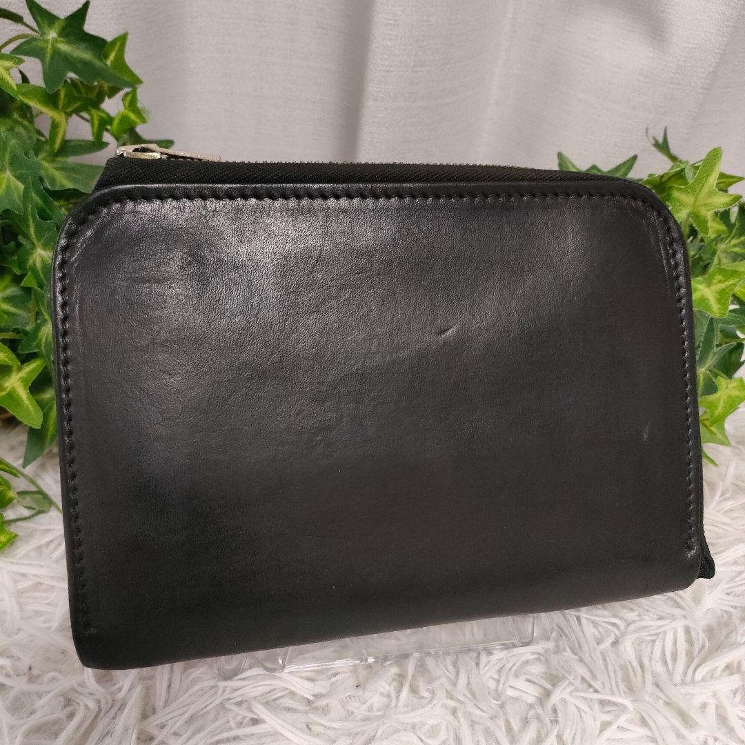 ALZUNI 二つ折り財布 ブラック レザー アルズニ 財布 黒 革 牛革