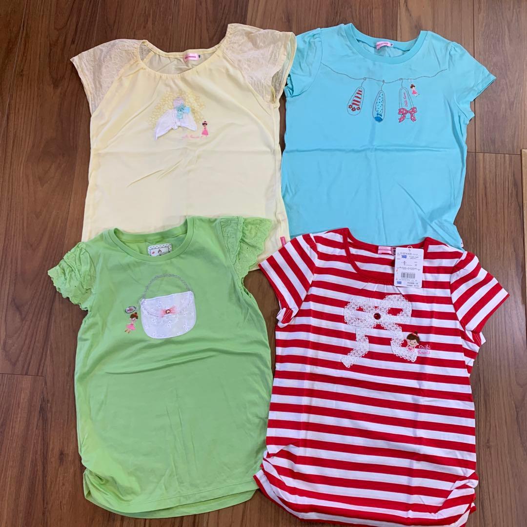 新品　美品　カラフル　ミキハウス　Tシャツ　140 リーナちゃん　ドレス　リボン