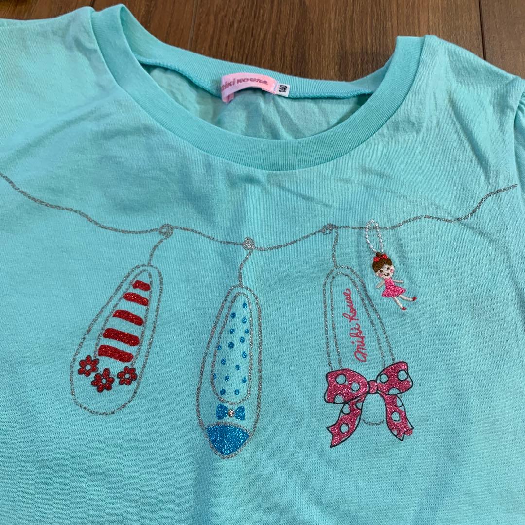 新品　美品　カラフル　ミキハウス　Tシャツ　140 リーナちゃん　ドレス　リボン