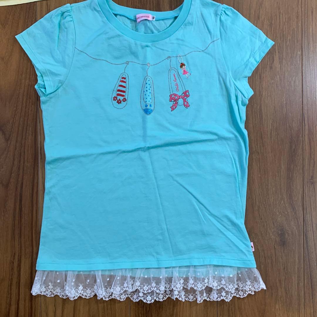 新品　美品　カラフル　ミキハウス　Tシャツ　140 リーナちゃん　ドレス　リボン