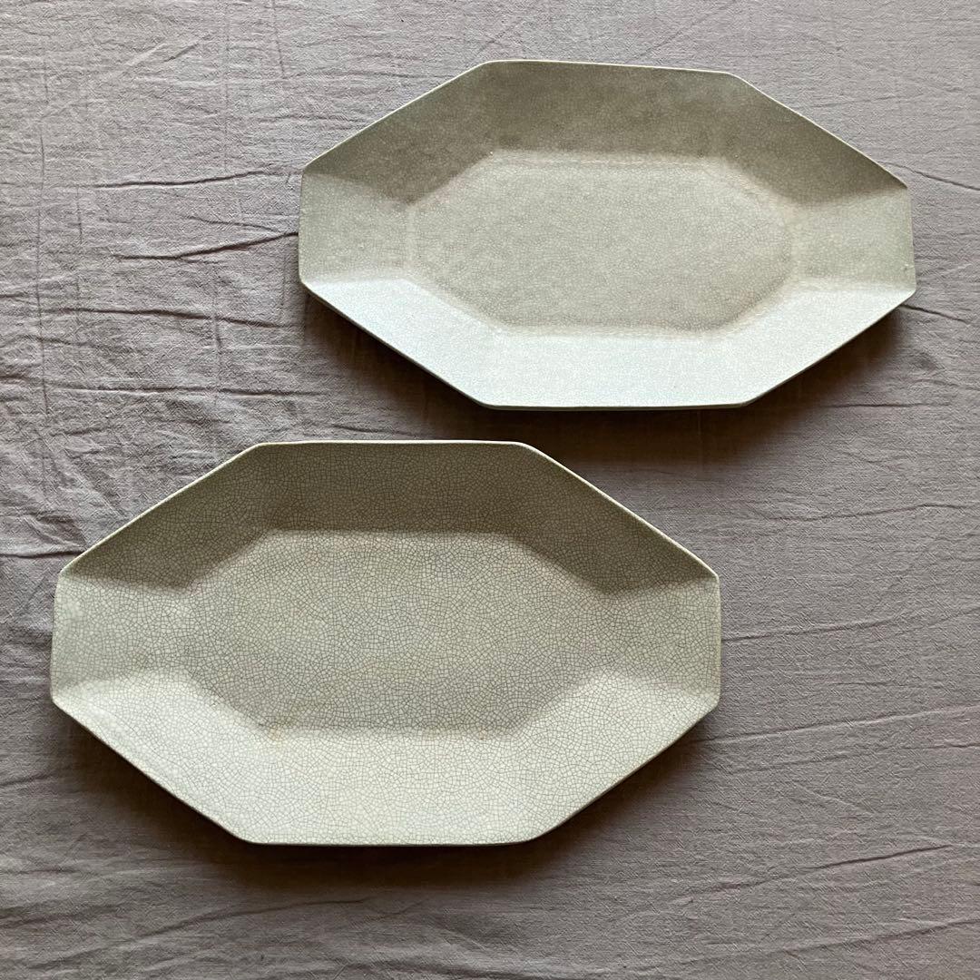 【新品未使用】安福由美子 貫入　八角皿　 幅広　2枚セット