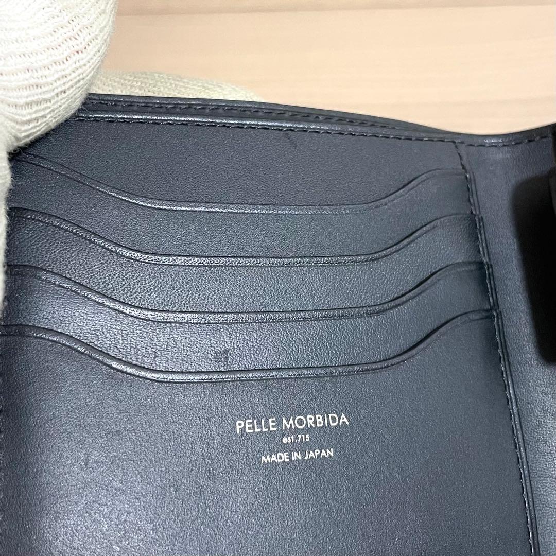 未使用/ペッレモルビダ　二つ折り財布　ウォレット　コンパクト　ブラック　レザー