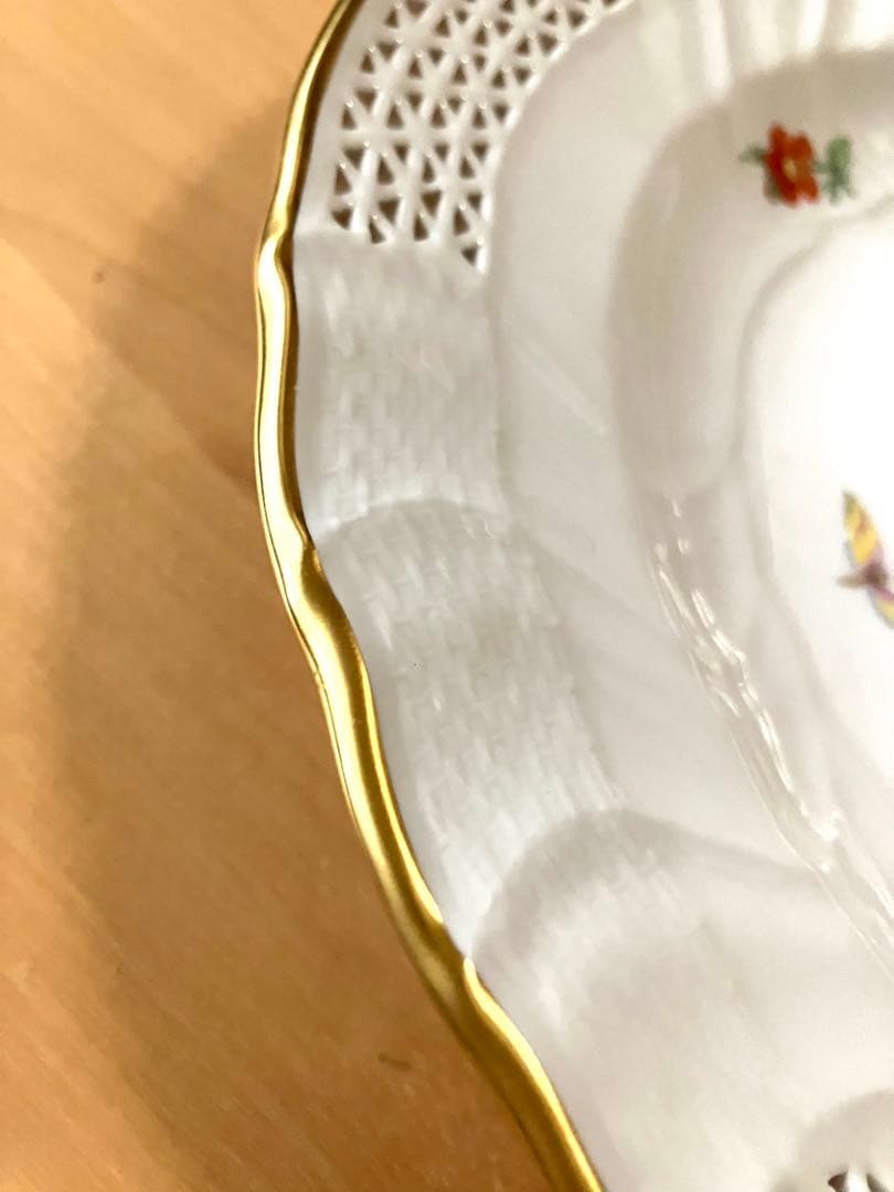 KPM　ベルリン 透かし 金彩 フラワー プレート