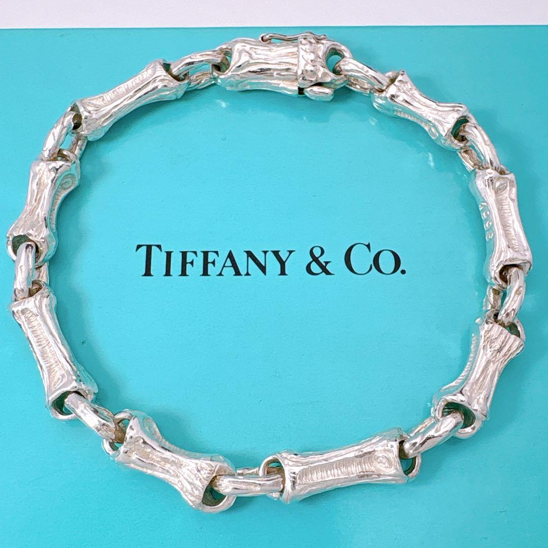 極美品レア オールドティファニー バンブー 19cm ブレスレット シルバー