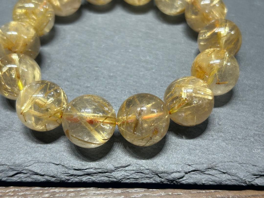 ゴールドルチルクォーツブレスレット　17mm