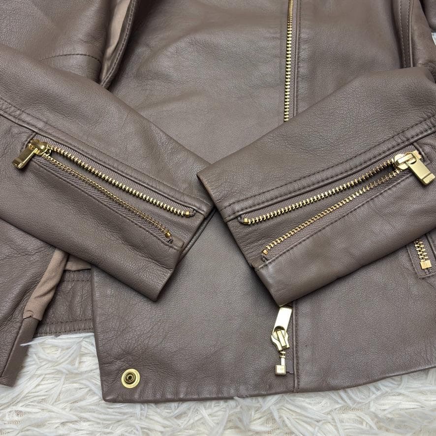 美品　NOBLE ラムレザー　ダブルライダースジャケット　グレー　38