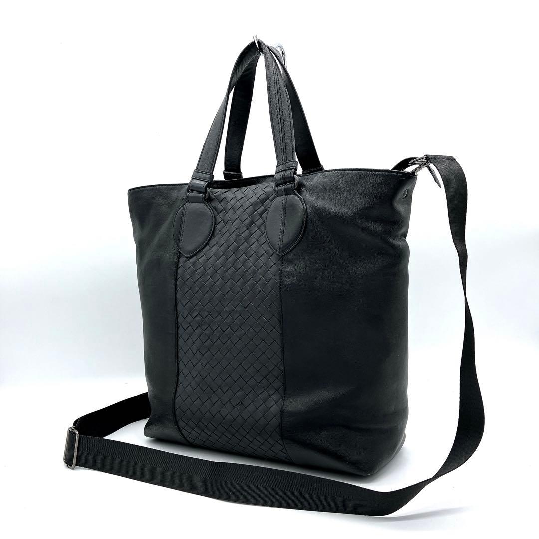 【BOTTEGA VENETA】2wayバッグ　イントレチャート　レザー　黒色