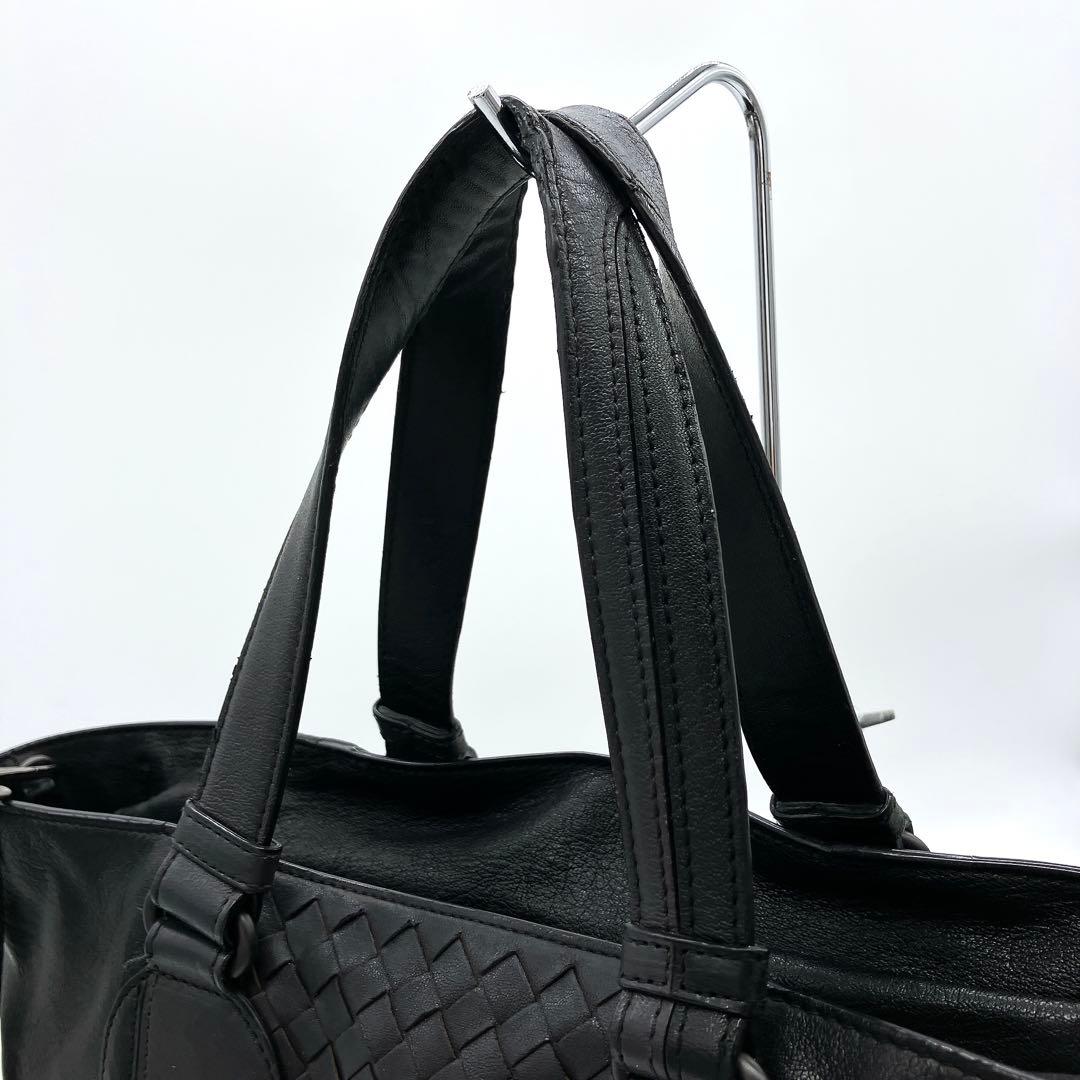 【BOTTEGA VENETA】2wayバッグ　イントレチャート　レザー　黒色