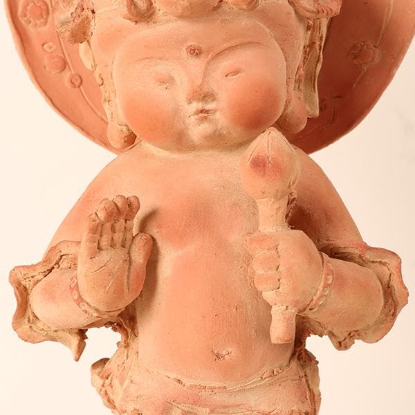 【長橋阿久於　造】　童不動尊　仏師　【陶器置物】