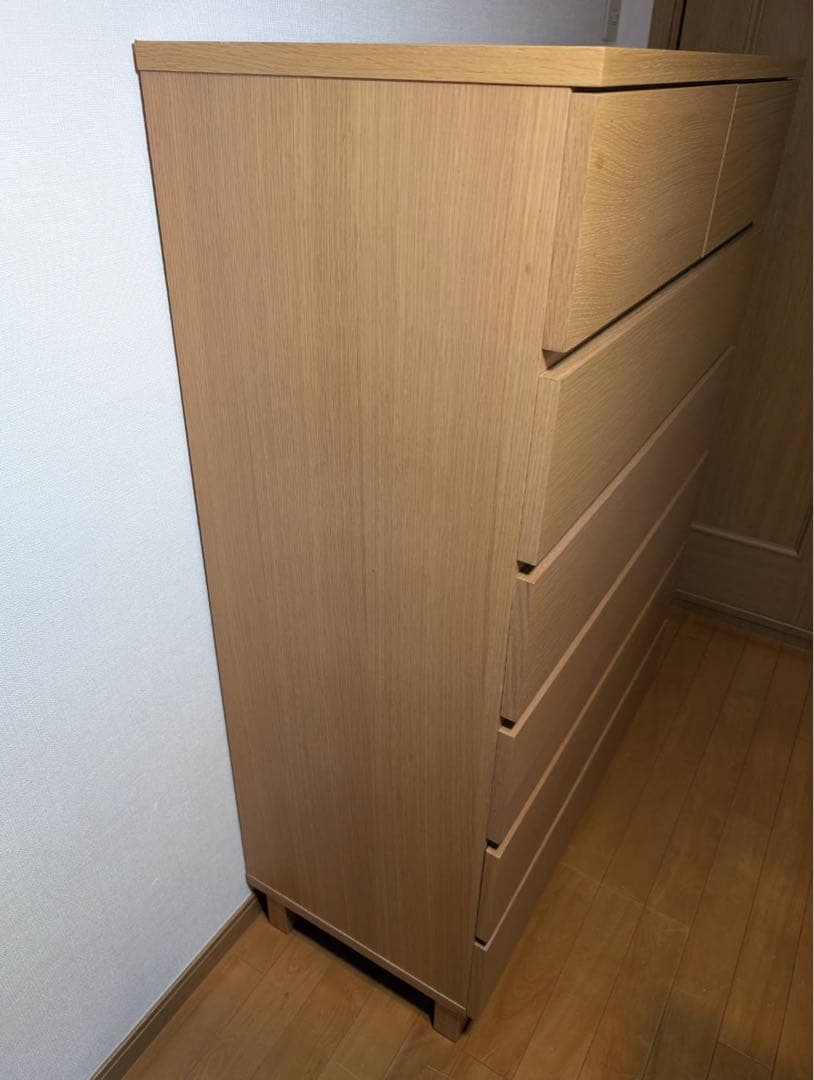 ■送料込■無印良品 6段チェスト オーク材 たんす 棚 衣類収納 脚付
