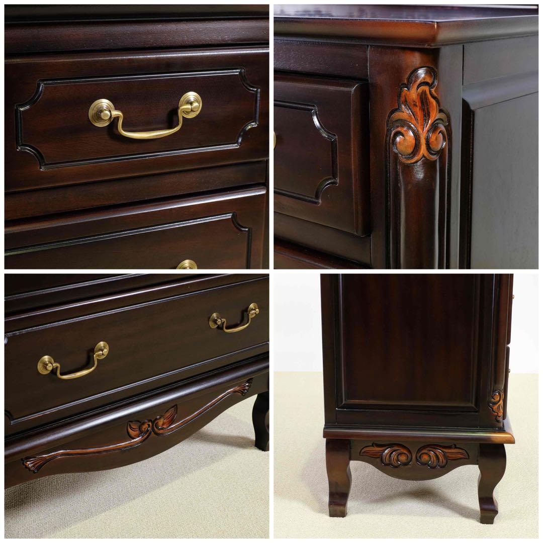 N 新品 アンティーク調 チェスト 75cm タンス 衣類収納 リビング 茶色