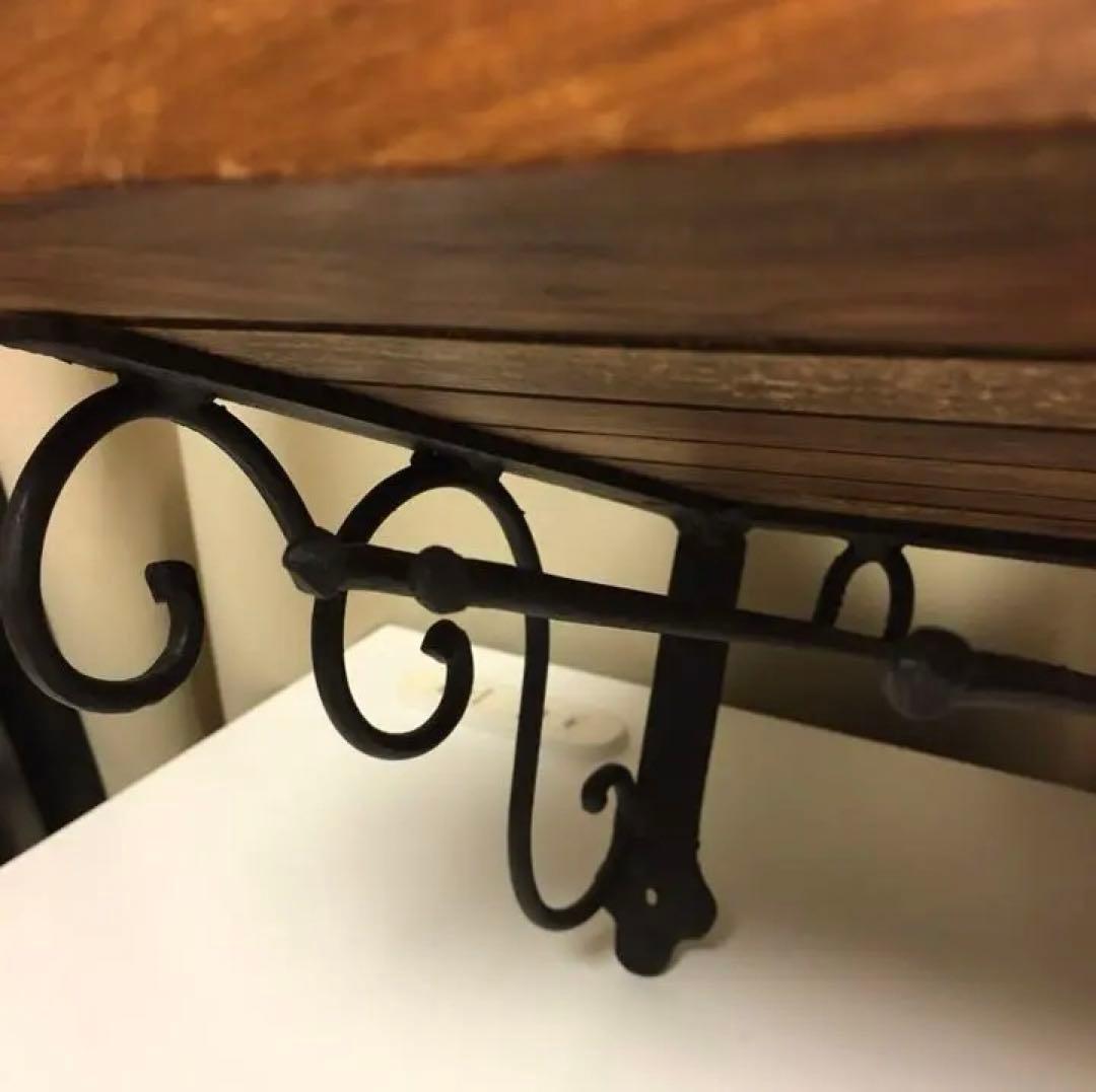 アンティーク風　木製ワインラック　グラスホルダー　アイアン  ウォールシェルフ