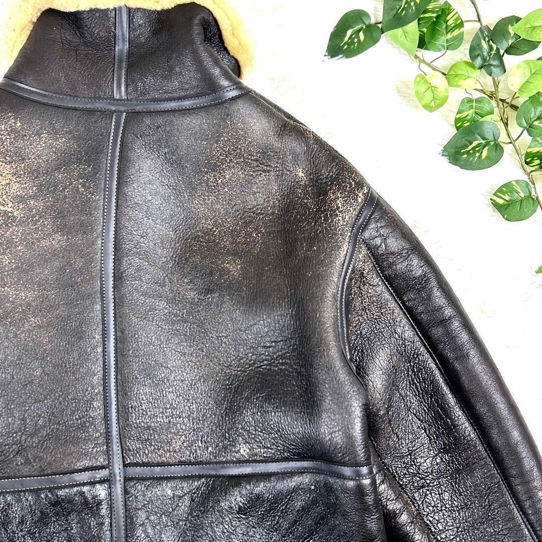 希少 テオデム B-3 ムートンフライトジャケット ダークブラウン 大きいサイズ