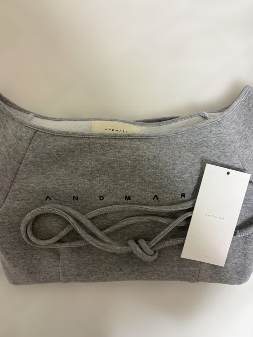 トップス andmary Mary logo choker tops gray