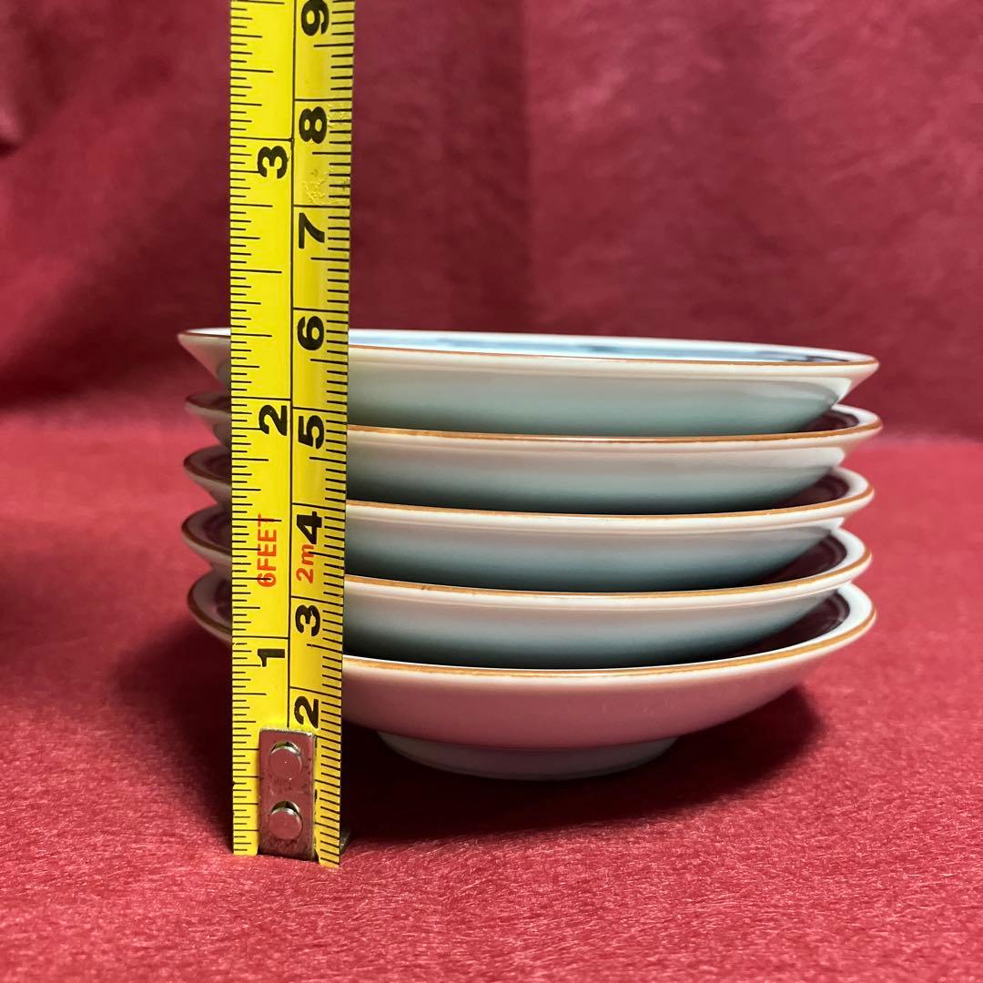 前畑陶器　庫山窯　染付山水画　豆皿揃　小皿揃　手塩皿　おてしょ　和食　五枚組