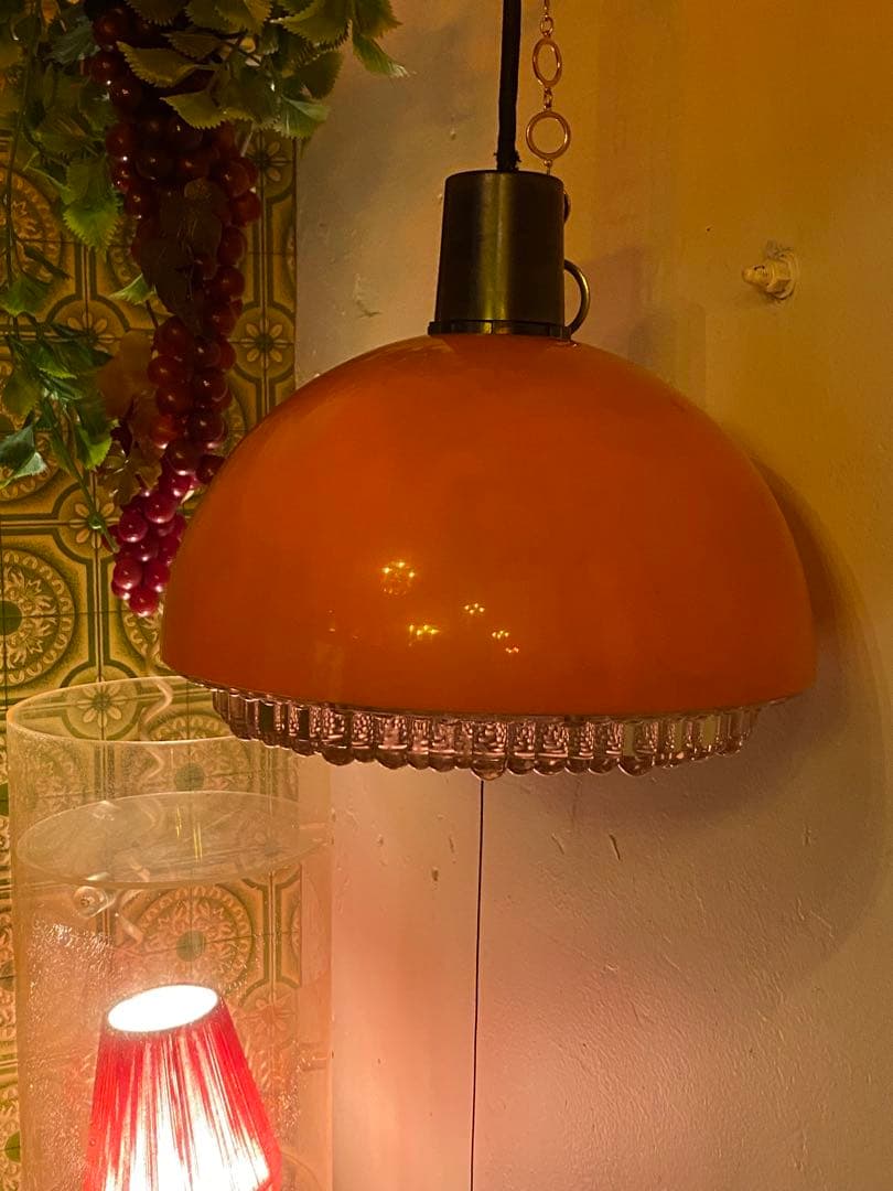 昭和レトロ 照明 ペンダント オレンジ ヴィンテージ コンセント レトロポップ