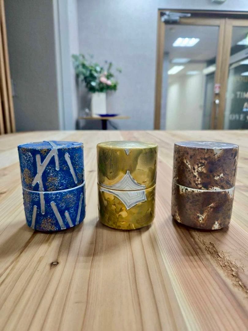 【有田焼】茶筒型蓋物　3点