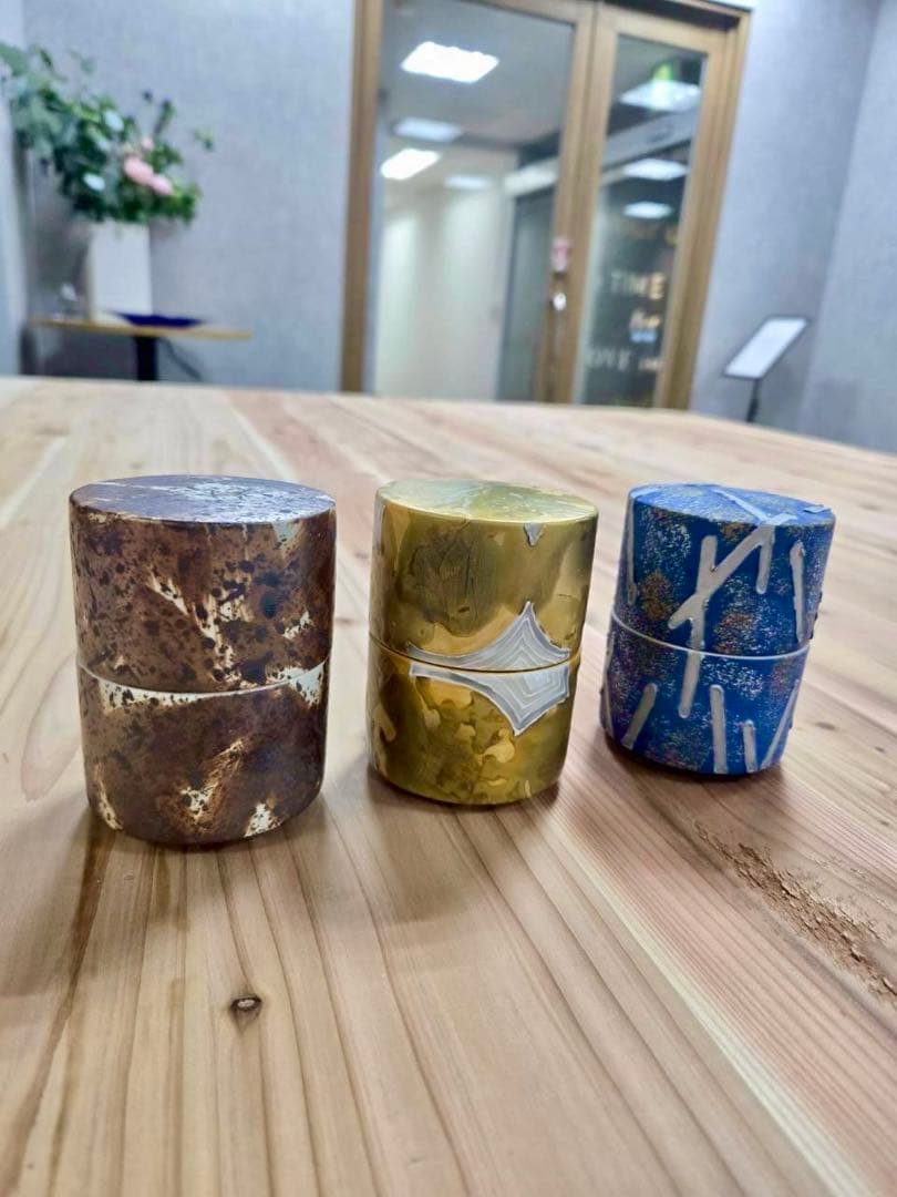 【有田焼】茶筒型蓋物　3点