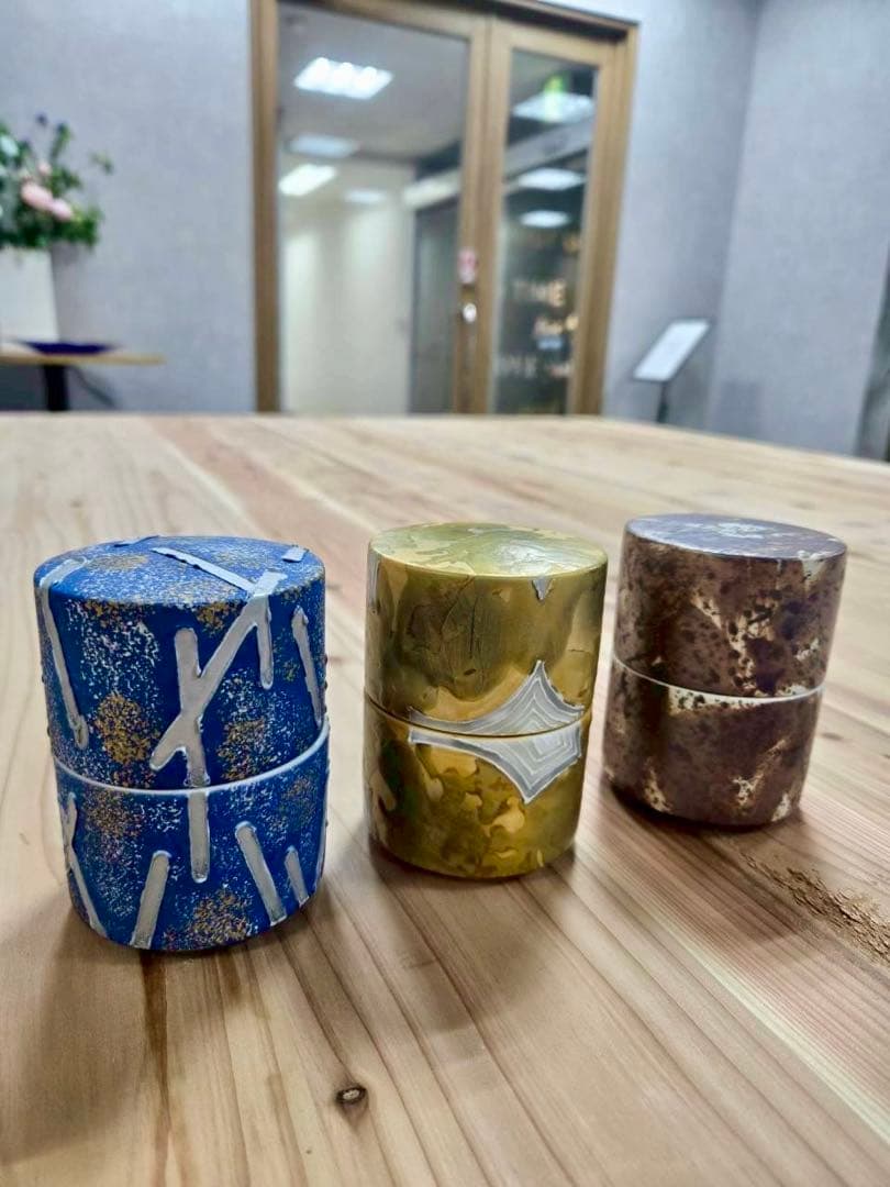【有田焼】茶筒型蓋物　3点