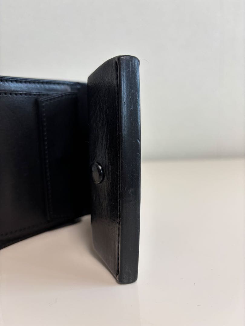 万双　厚コバ　2つ折り財布　ブラック