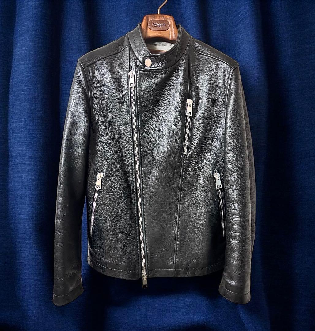 ルッフォ 最高峰フィンランドディアスキン 鹿革　ダブルライダース 44 黒