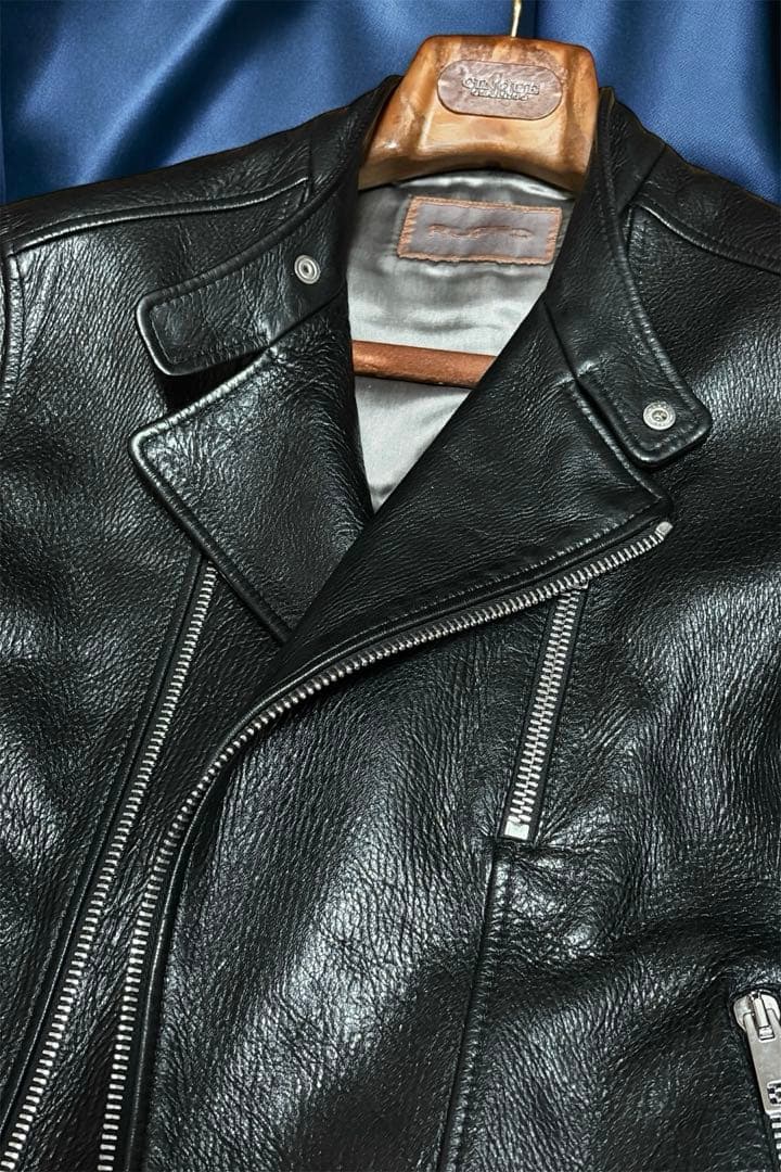 ルッフォ 最高峰フィンランドディアスキン 鹿革　ダブルライダース 44 黒