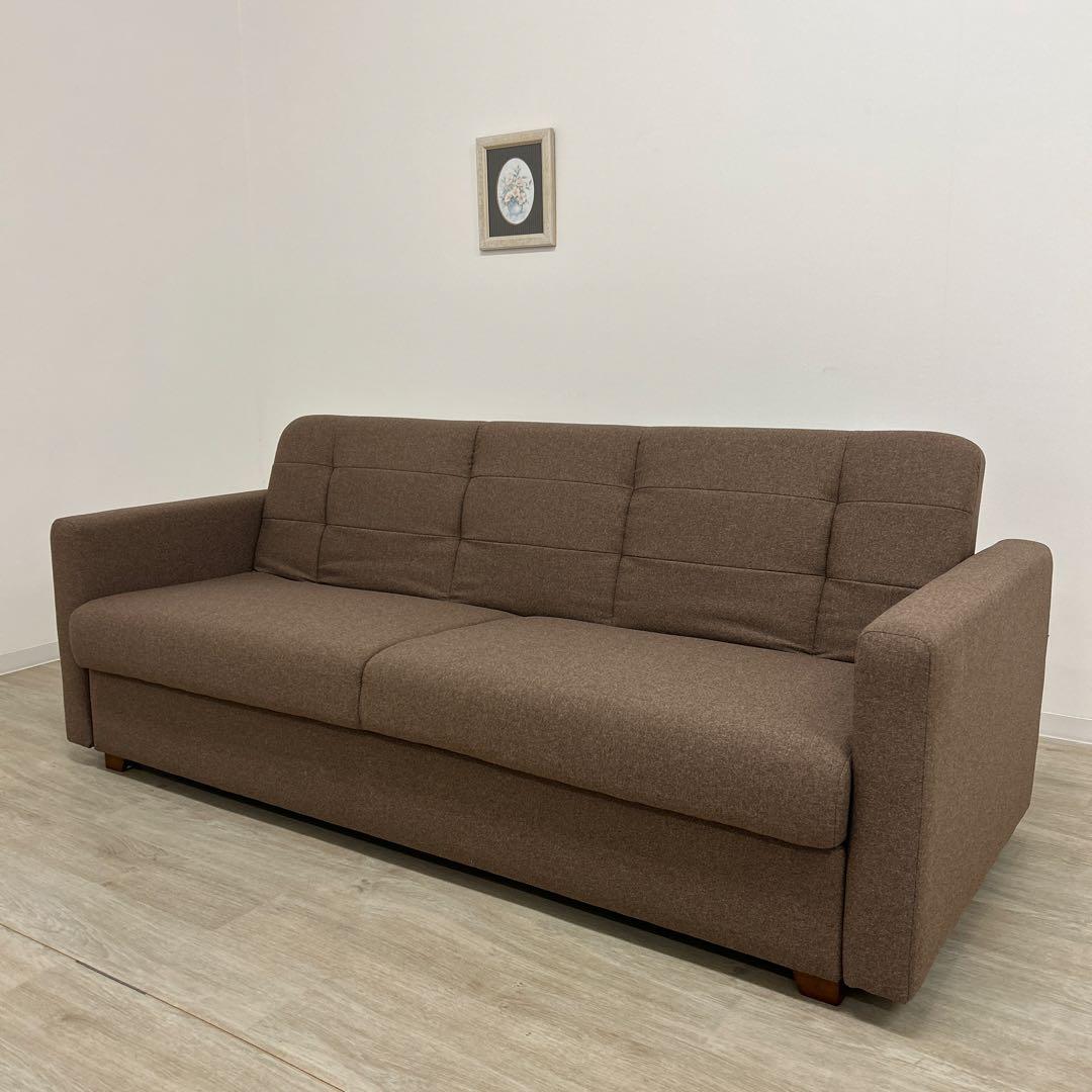 九州限定☆ソファベッド 収納庫付 ソファ シングルベッド ブラウン 開梱設定配送