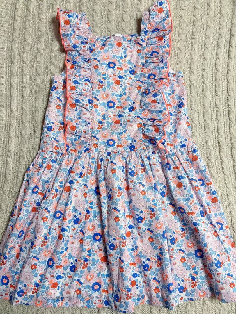 新品　Jacadi × LIBERTY 花柄　フリル　ワンピース　オレンジ10A