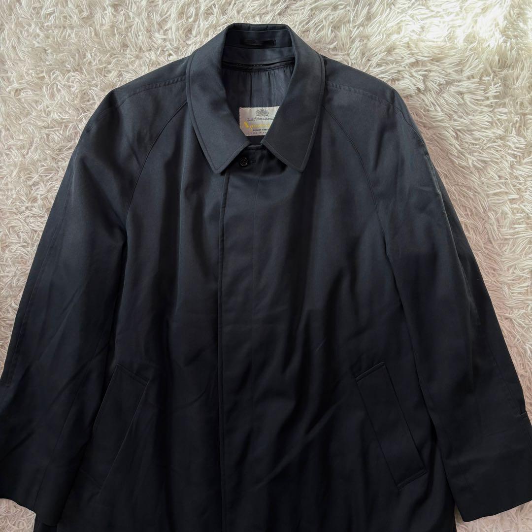 ✨最高級/XL✨アクアスキュータム ステンカラーコート ライナー チェック 濃紺