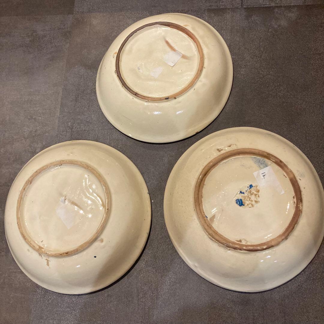 鶏の絵柄 陶器ボウル 3点セット　ソンべ焼き　ヴィンテージ　アンティーク