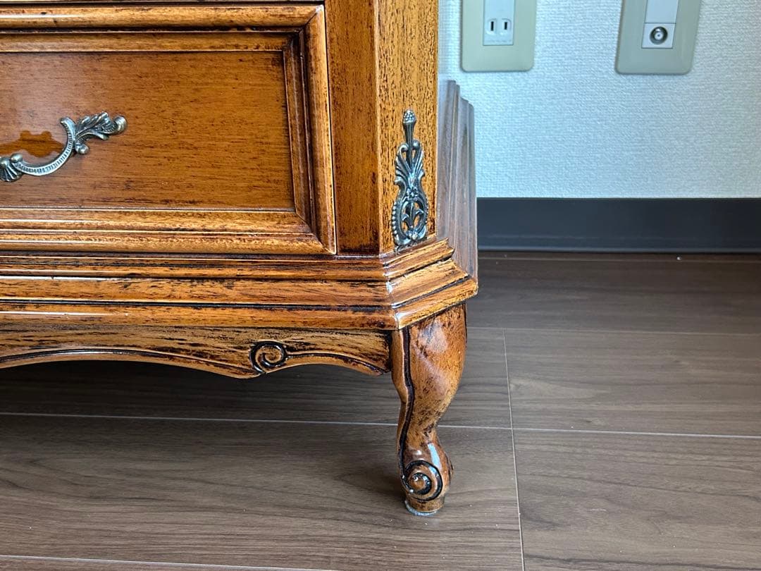 【輸入家具】猫脚 木製 チェスト 4段 茶 アール・ヌーヴォー アンティーク調