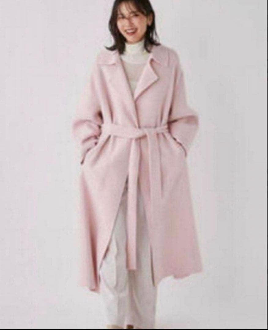FRAY I.D ウール トレンチ リバーコート ピンク ロングコートS 神崎恵