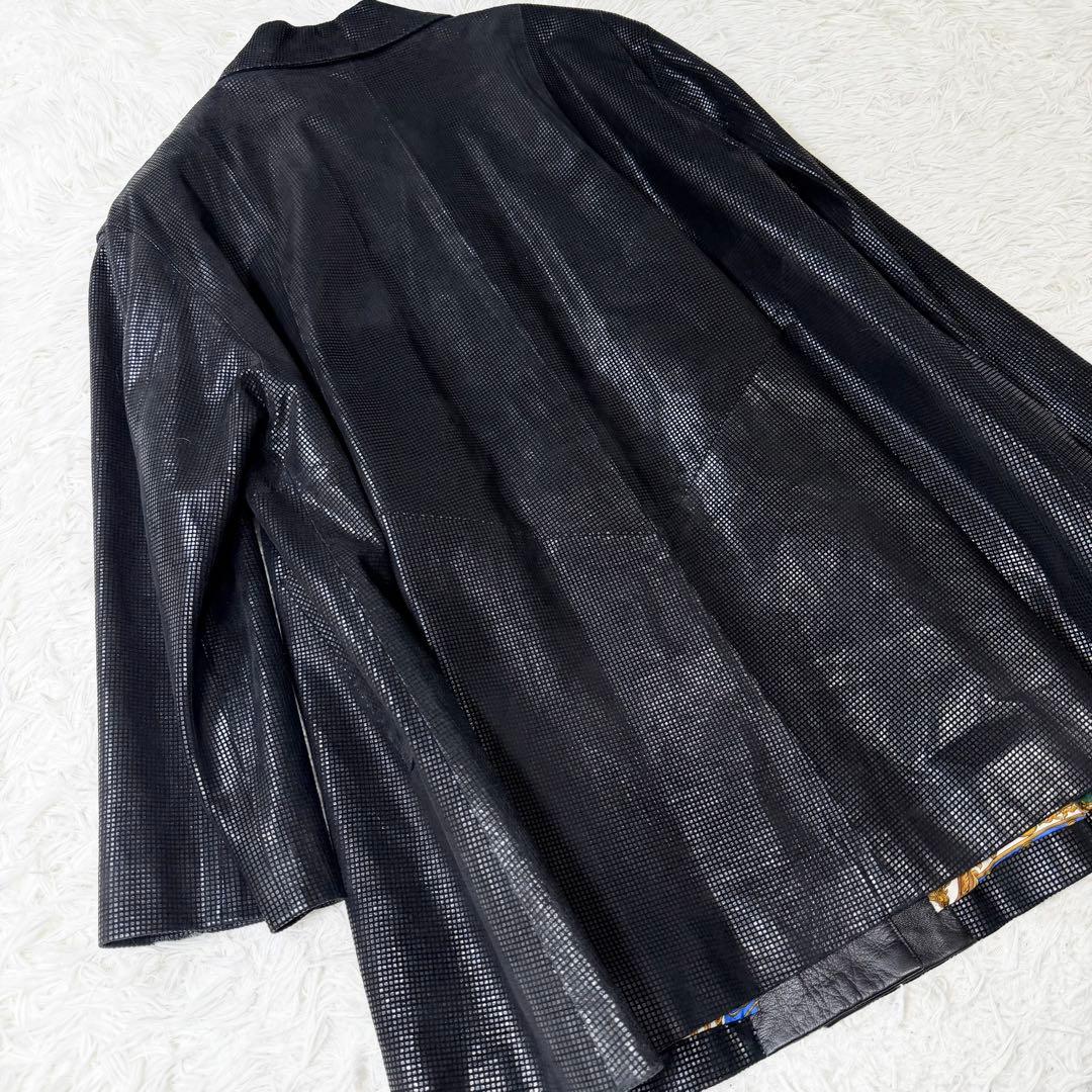 【希少デザイン】Pierre Balmain 裏地総柄　レザーコート　金ボタン