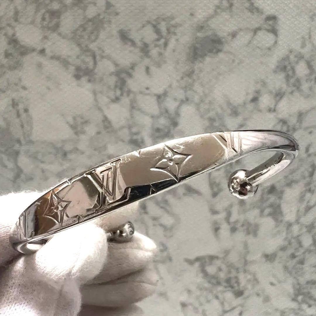 ルイヴィトン ジョンク モノグラム バングル シルバー メンズ 保存袋付き