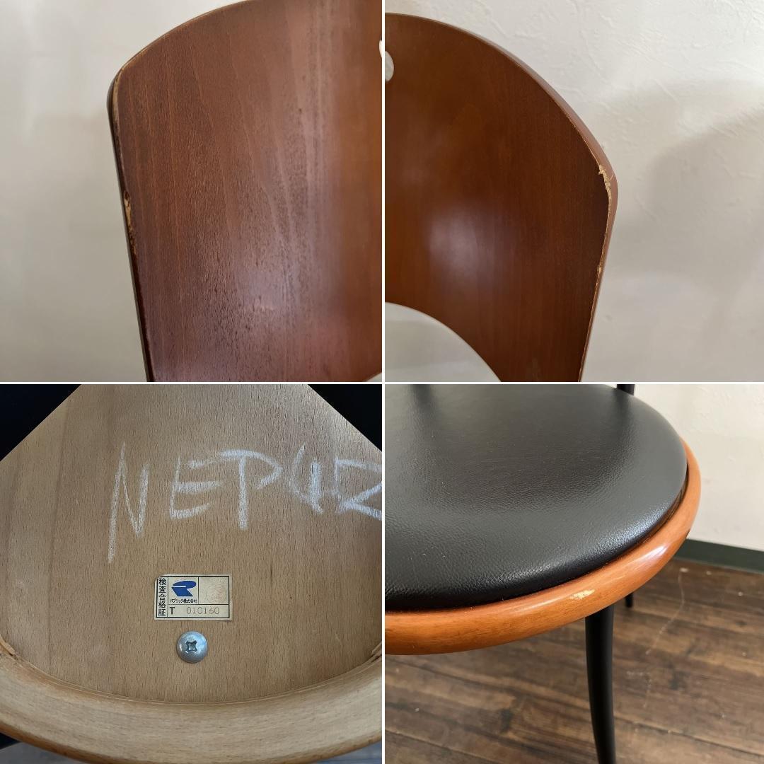 k981r114 ウッドとブラックレザーのコントラストが素敵なチェア 2脚セット