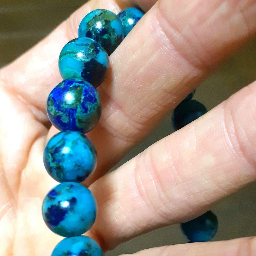 アンファン 超レア【高品質】ターコイズクリソコラインラピスラズリ10mm