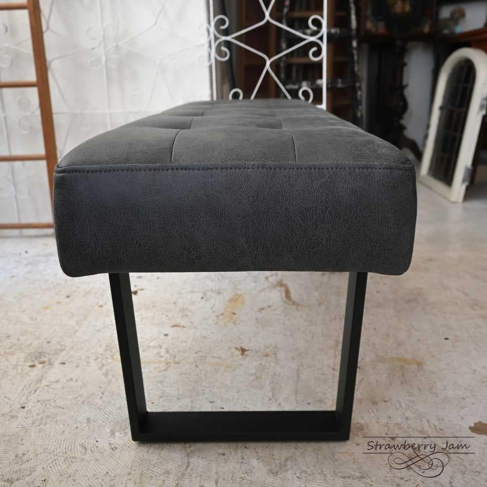 L3710-40 英国ヴィンテージ 布張りベンチ ベンチ 長椅子 ソファ